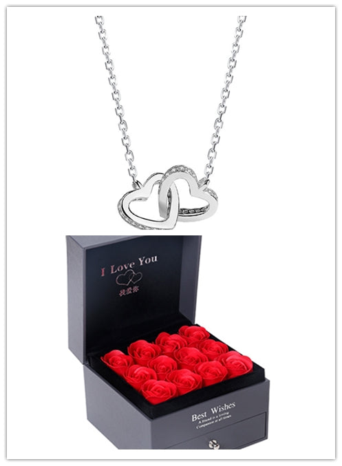Coffret Cadeau Collier Rose, Cadeau Parfait Pour La Saint-Valentin