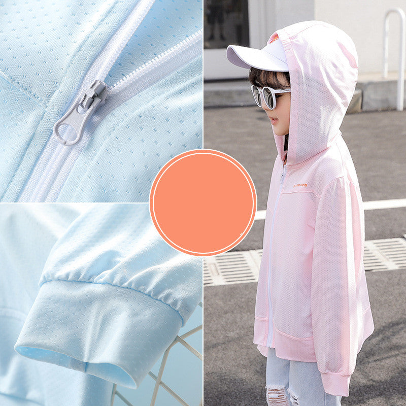 Lightweight Breathable Anti-Ultraviolet Ice Silk Boys Sunscreen Clothing Jackets Big Kids