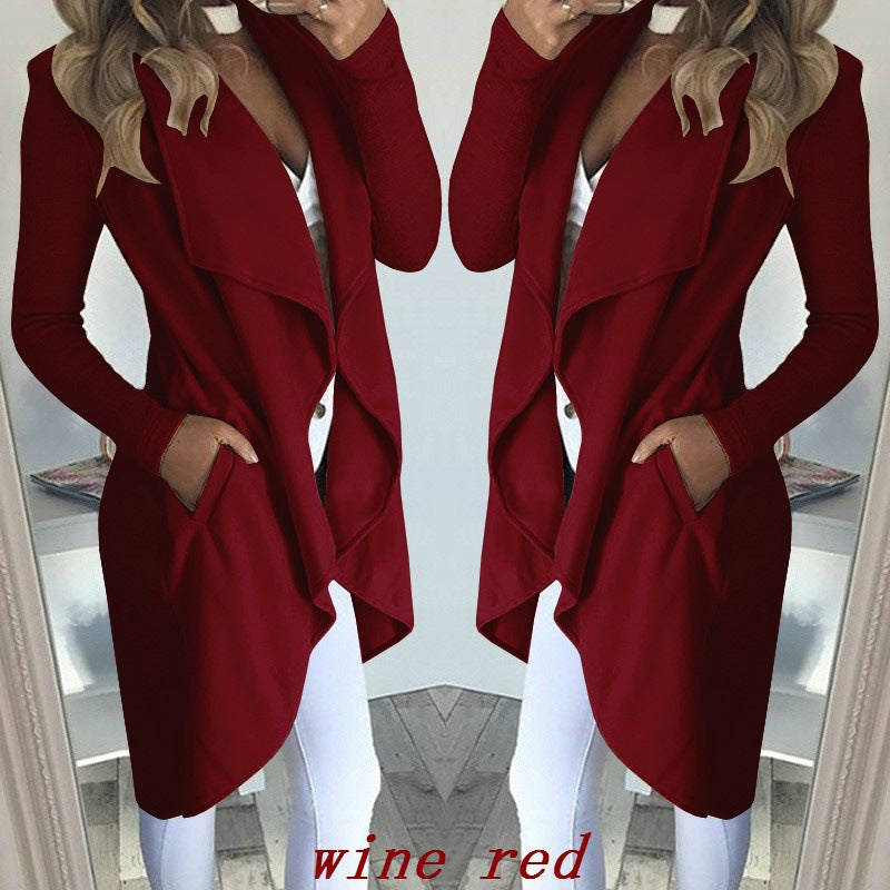 Lapel Slim Mid-length Trench Coat