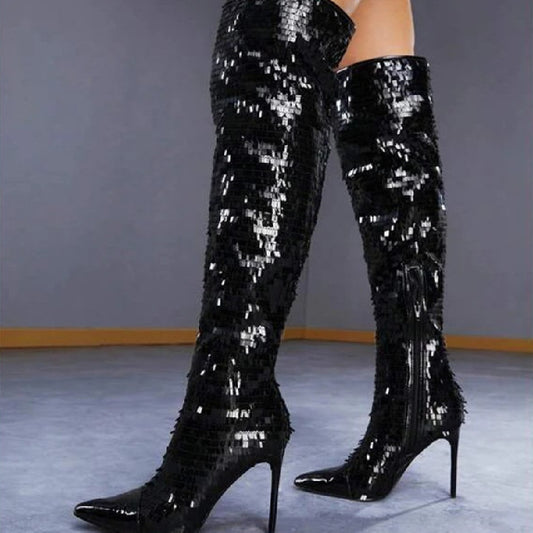 Fashionable Sequins Over-the-knee Boots Women