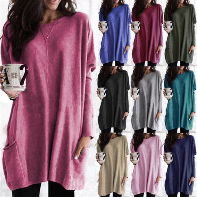 Long Sleeve Casual Pocket T-shirt Top