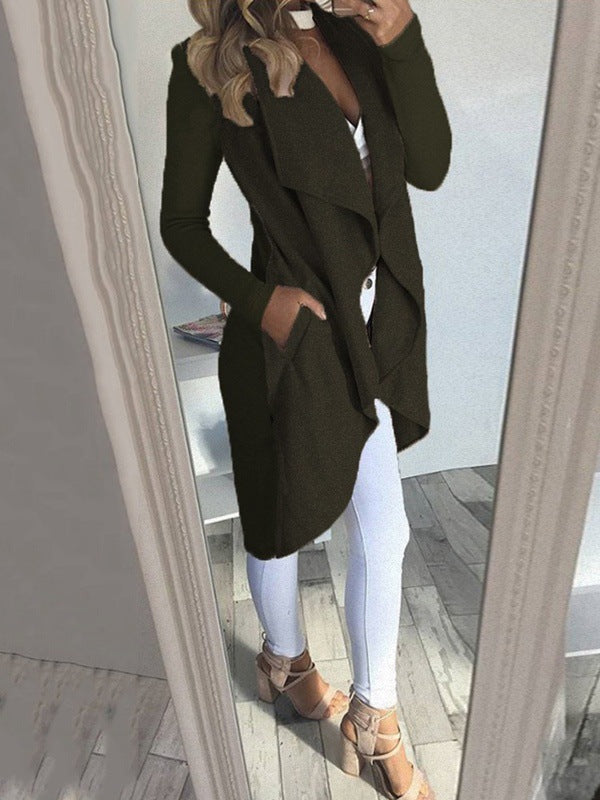 Lapel Slim Mid-length Trench Coat