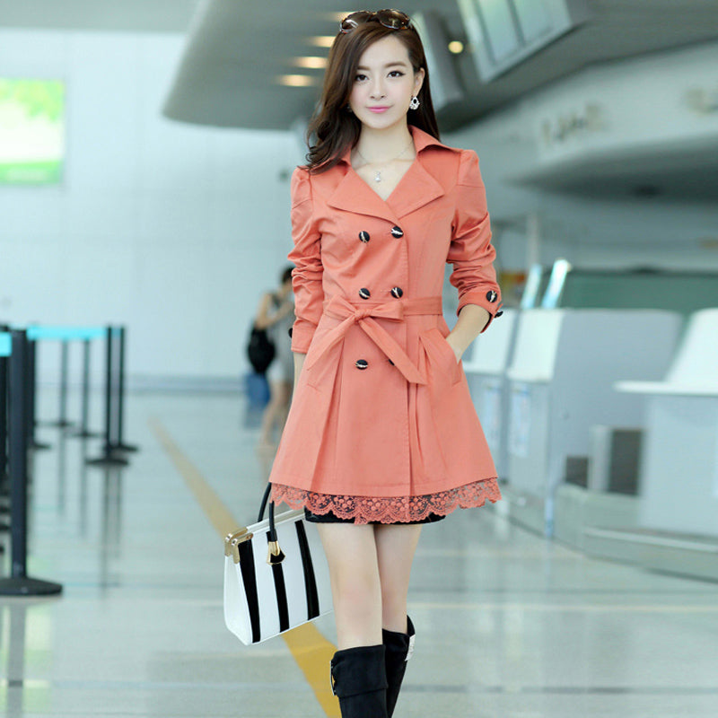 Slim-fit double-breasted trench coat coat