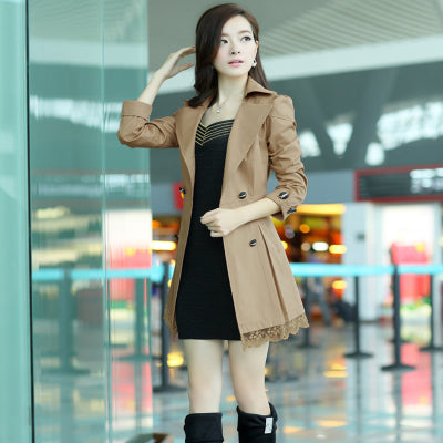 Slim-fit double-breasted trench coat coat