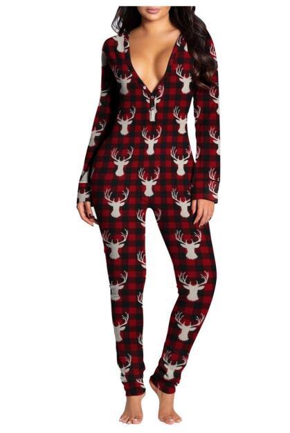 Women's Home Sexy Christmas Print Jumpsuit