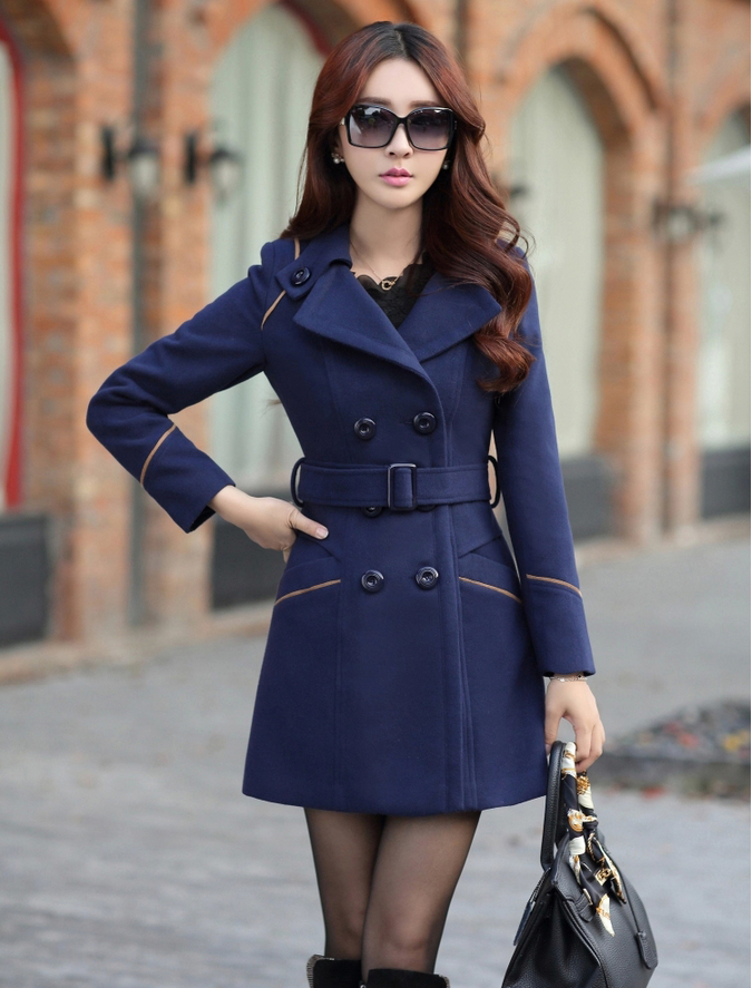 Slim-fit woolen coat female long-sleeved coat