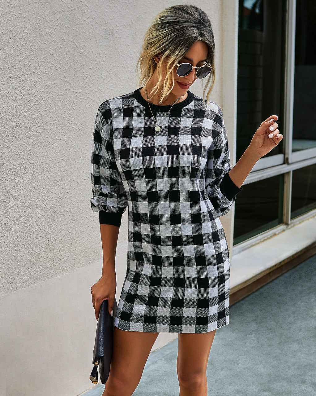 Plaid Wrap Hip Slim Slimming Women's Dress