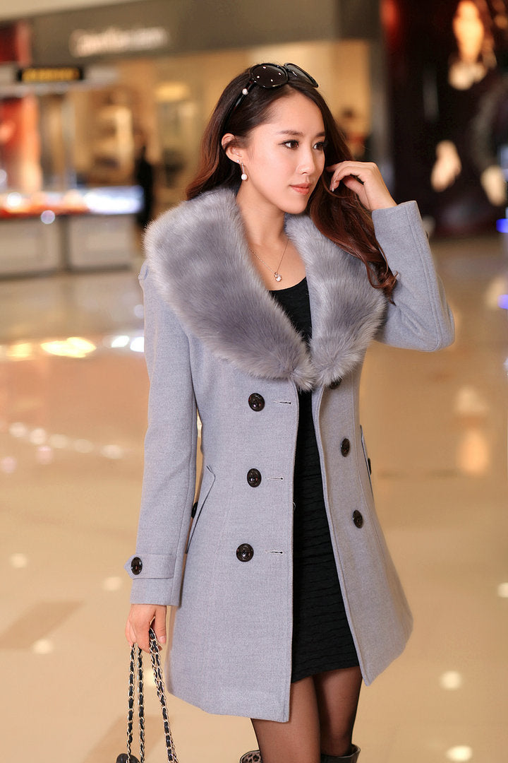 Woolen women coat double-breasted woolen coat
