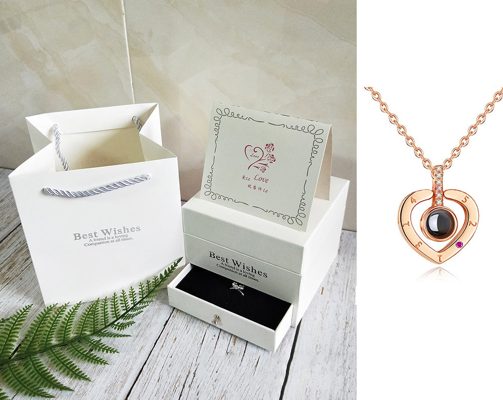 Coffret Cadeau Collier Rose, Cadeau Parfait Pour La Saint-Valentin