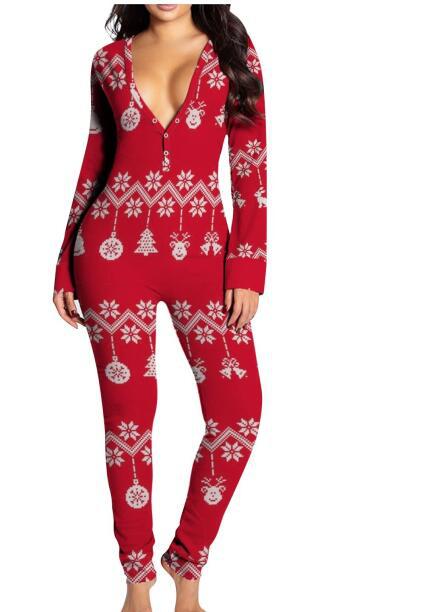 Women's Home Sexy Christmas Print Jumpsuit