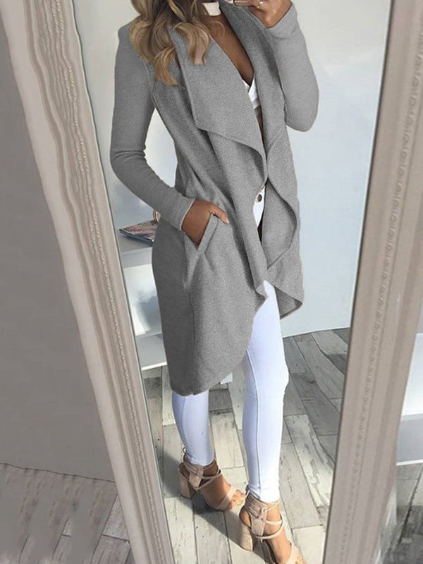 Lapel Slim Mid-length Trench Coat
