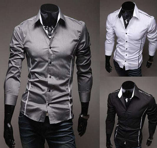 Men Shirt Fashion Cotton Slim Men Shirt Long Sleeve High Quality Casual Black White Gray Men Shirt For Men