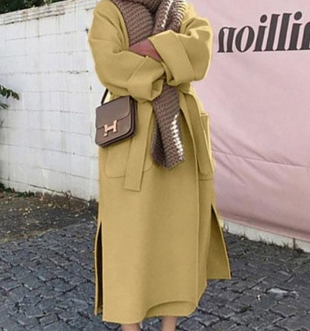 Fashion And Simple Ladies Mid-length Trench Coat