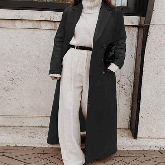 Women's Retro Urban Lapel Slim Fit Woolen Jacket Trench Coat