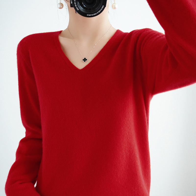 Women's Loose Sexy Thin V-neck Bottoming Shirt