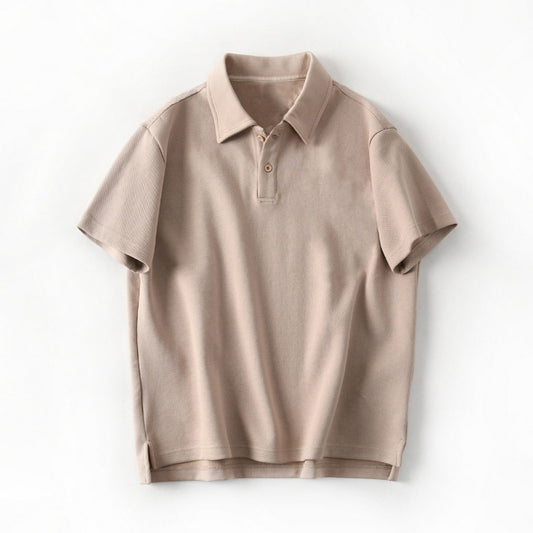Men's Fashion Casual Solid Color Polo Collar Shirt Top