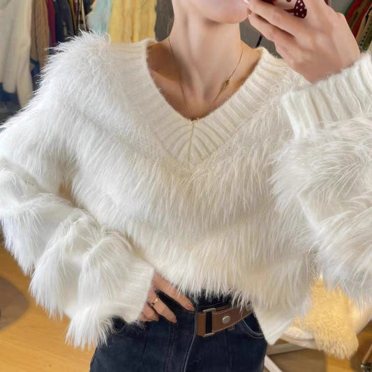 Women's Mink-like Wool Pullover Sweater
