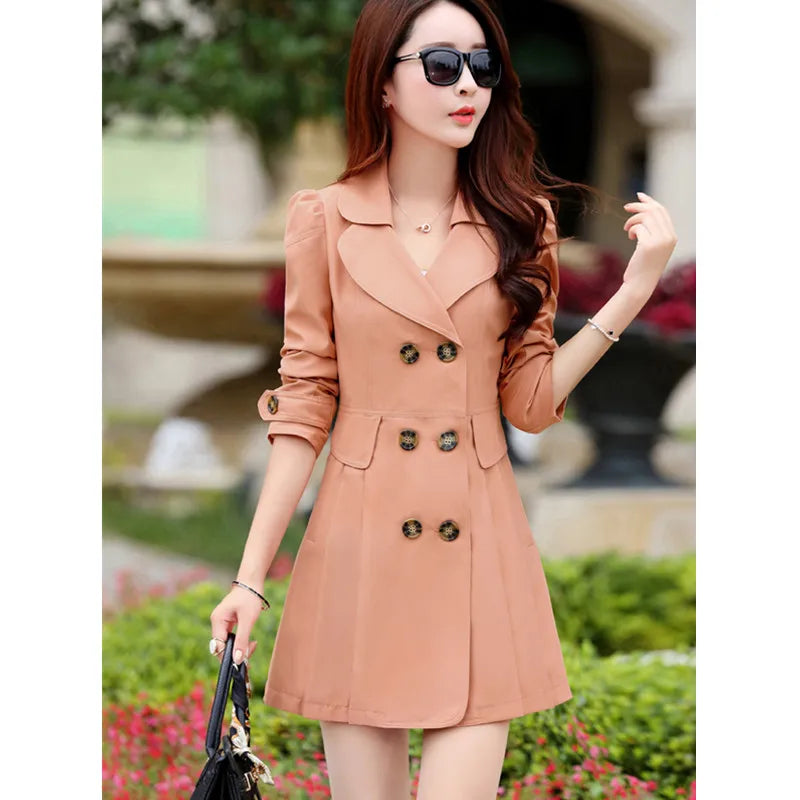 Trench Coat Women Double-Breasted Trenchcoat Lace Female Autumn Casual Coats Windbreaker Outwear Raincoat Streetwear