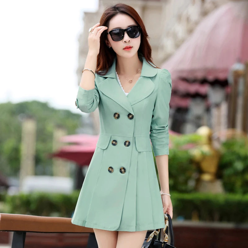 Trench Coat Women Double-Breasted Trenchcoat Lace Female Autumn Casual Coats Windbreaker Outwear Raincoat Streetwear