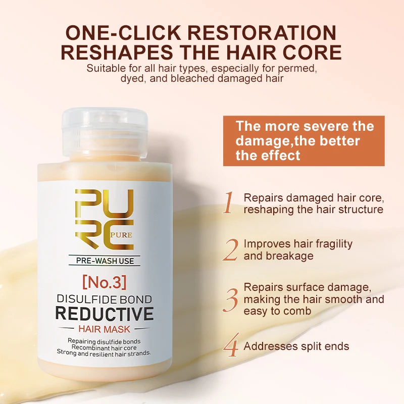 PURC Disulfide Bond Hair Mask Keratin Hair Treatment Smoothing Straightening Hair Cream Repair Damaged Hair Care Products