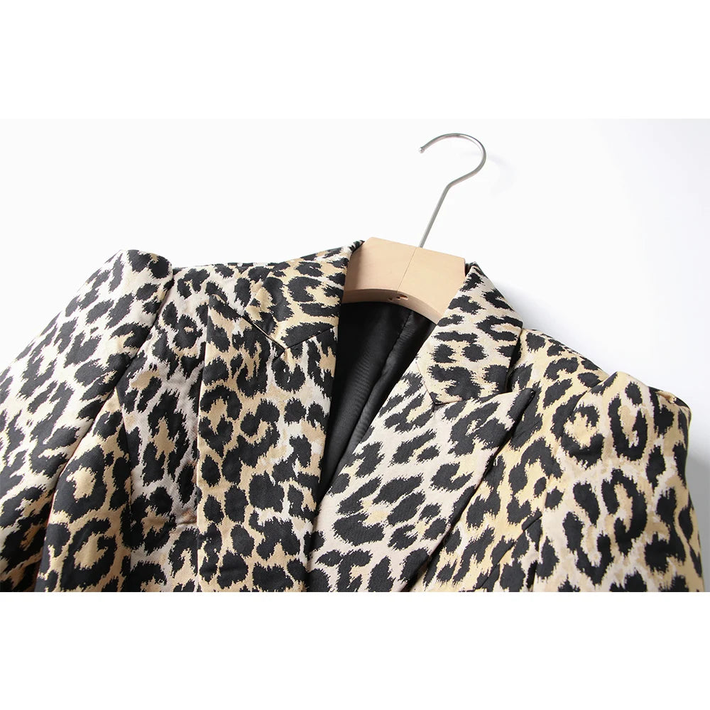 Spring Autumn Customized Fabric Best Quality Bargain Price Women Classic Leopaard Priting Slim Street Blazers Female Jackets