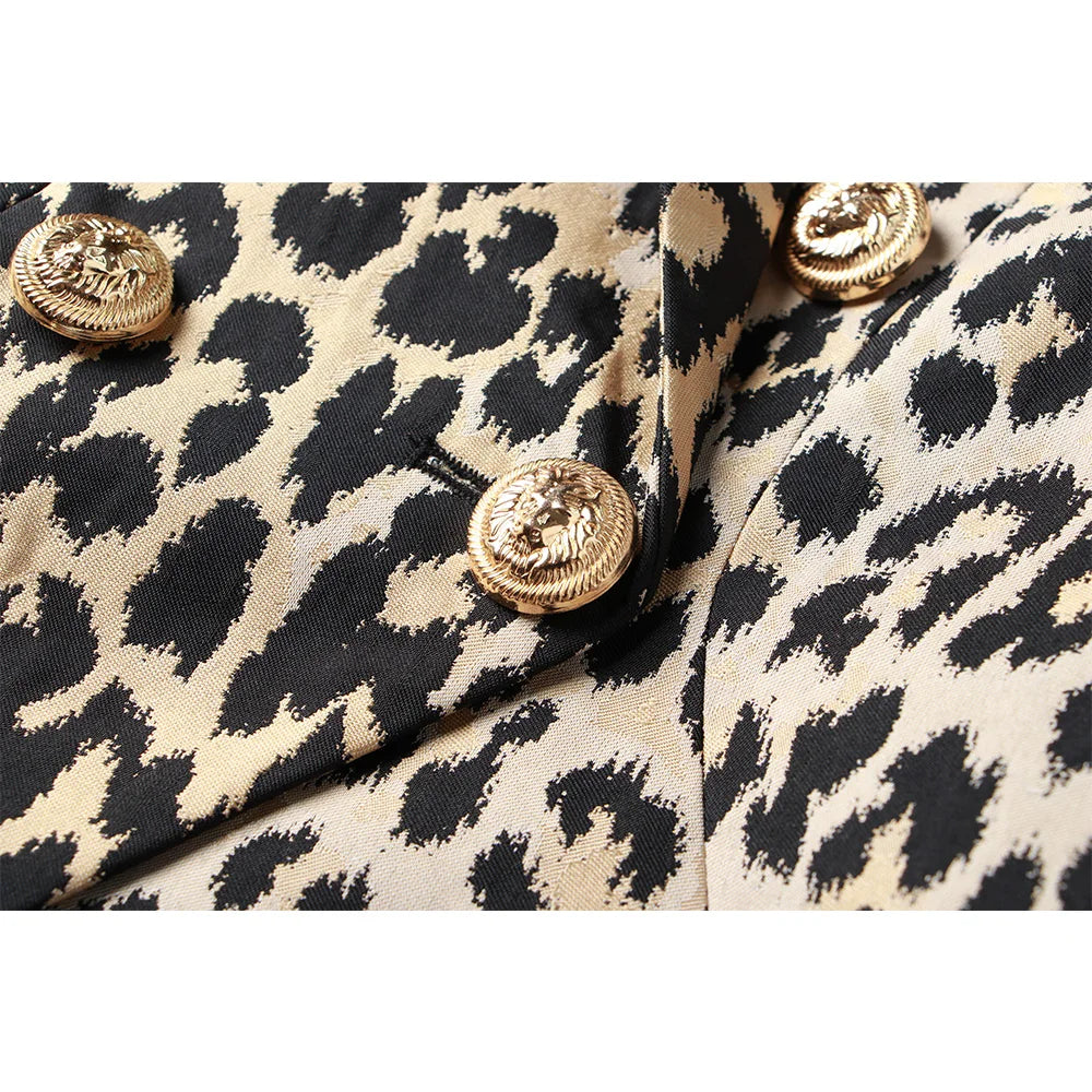 Spring Autumn Customized Fabric Best Quality Bargain Price Women Classic Leopaard Priting Slim Street Blazers Female Jackets