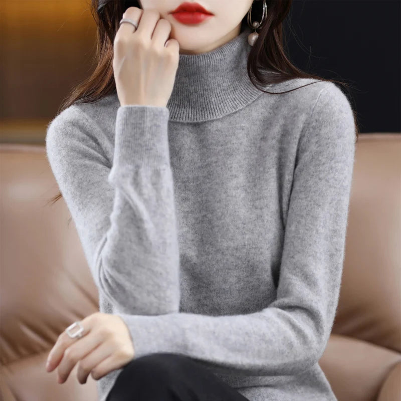 High-Collared Cashmere Sweater Wool Knit Women's Turtle Neck Pullover High-Quality Sweater Women's Winter Warm Jumper S-XXL