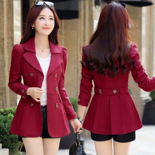 Women Trench Coat 2023 New Spring and Autumn Mid-length Versatile Plus-size Fashion Slim Simple Commuter Polo Collar