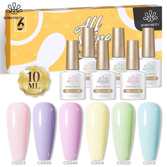 BORN PRETTY Trendy Spring Summer Colors Gel Nail Polish Set Sweet Color Soft Pink Yellow Purple Blue Green Gift Collection Kit