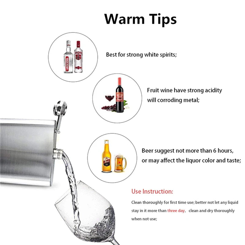 Stainless Steel Hip Flask with Funnel Pocket Hip Flask Screw Cap