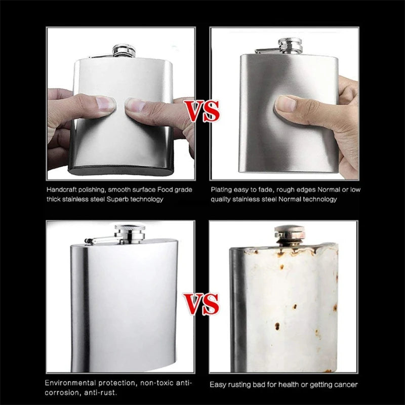 Stainless Steel Hip Flask with Funnel Pocket Hip Flask Screw Cap