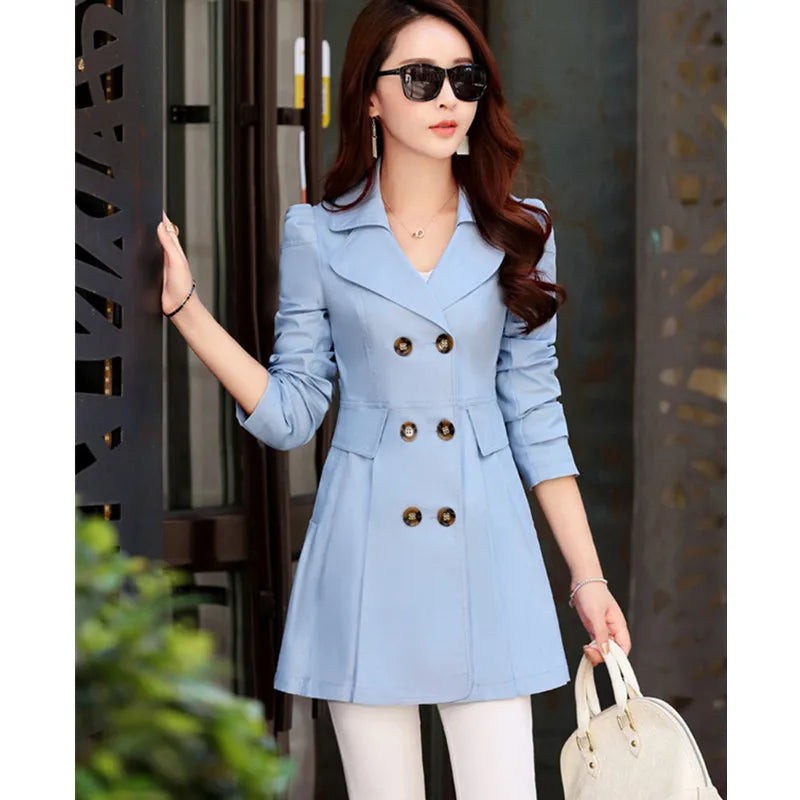 Trench Coat Women Double-Breasted Trenchcoat Lace Female Autumn Casual Coats Windbreaker Outwear Raincoat Streetwear