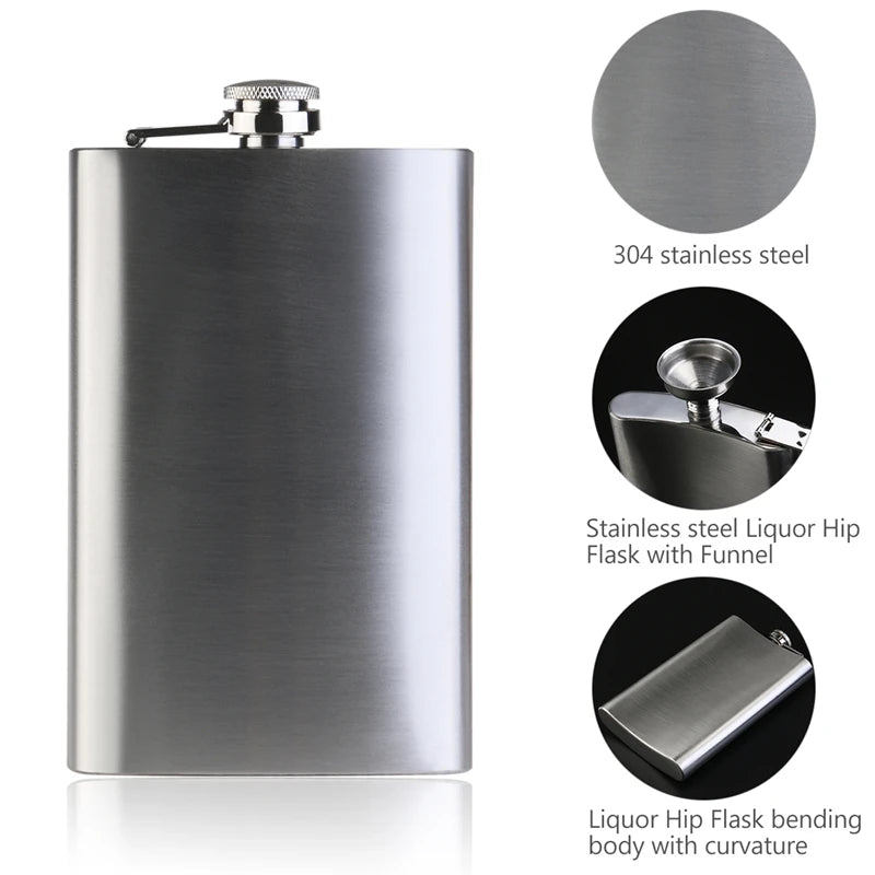 1 2 3 4 5 6 7 8 9 10 12 18oz Stainless Steel Hip Flask with Funnel Pocket Hip Flask Alcohol Whiskey Hip Flask Screw Cap