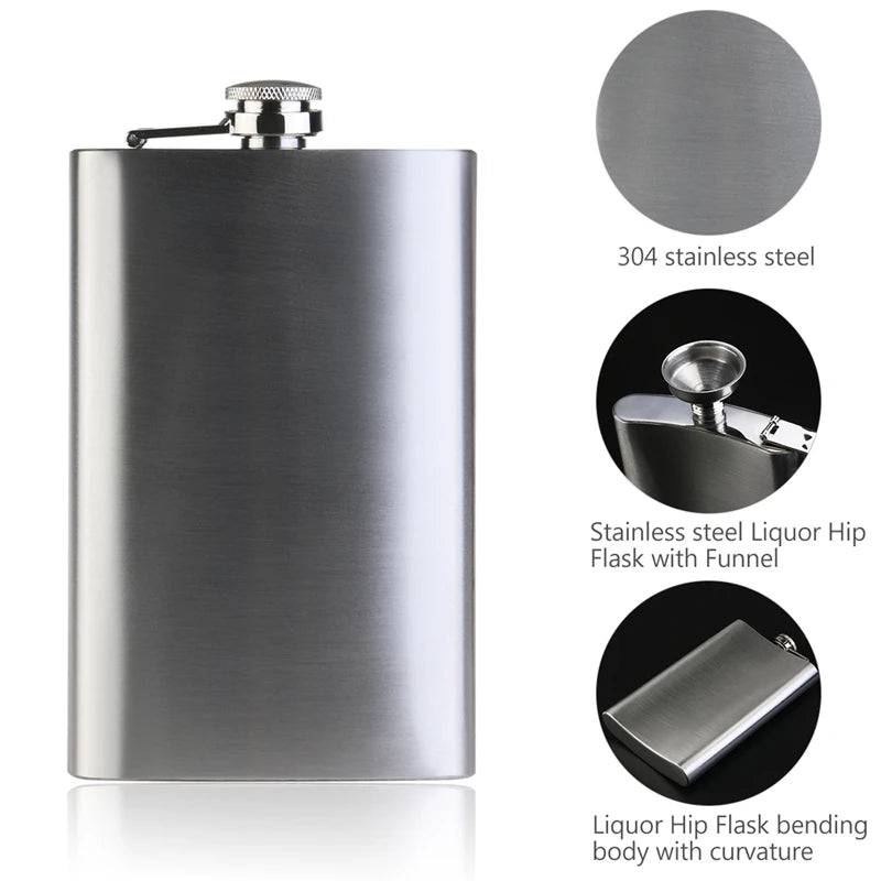 Stainless Steel Hip Flask with Funnel Pocket Hip Flask Screw Cap