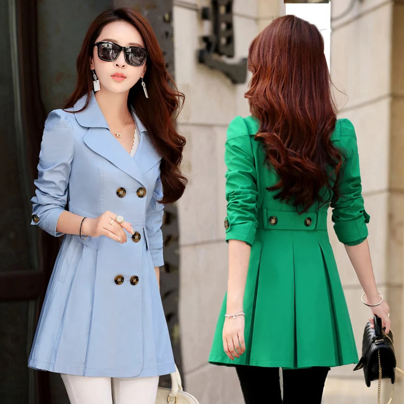 Trench Coat Women Double-Breasted Trenchcoat Lace Female Autumn Casual Coats Windbreaker Outwear Raincoat Streetwear