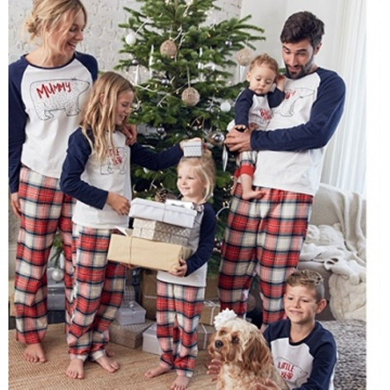 New Home Service Parent-child Suit Bear Pajamas Print