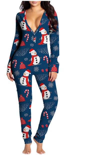 Women's Home Sexy Christmas Print Jumpsuit