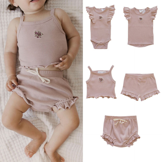 Rose Grey Embroidered Knitting Baby Kids Clothing