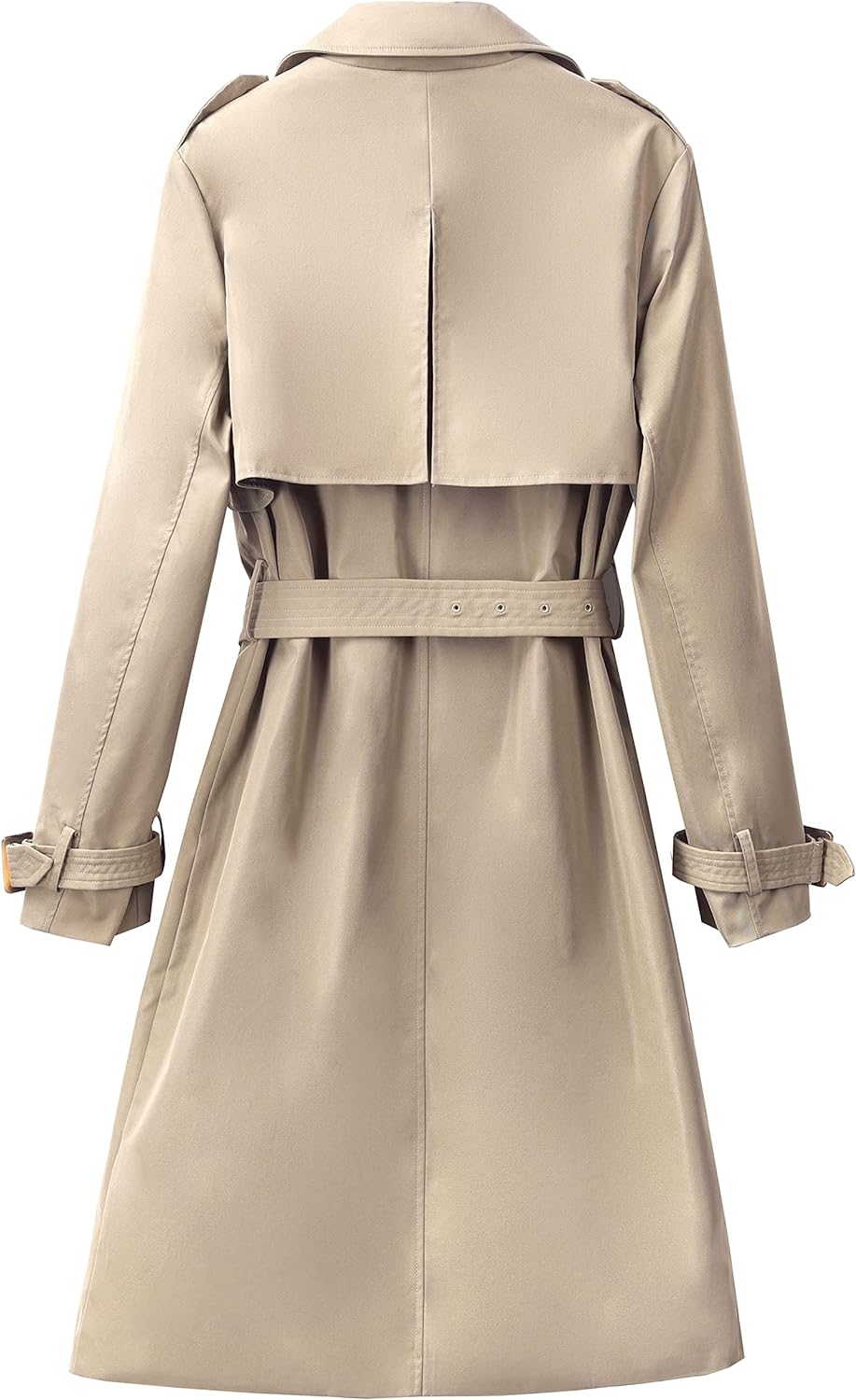 Long Trench Coat for Women with Belt Lightweight Double-Breasted Duster Trench Coat Slim Fit