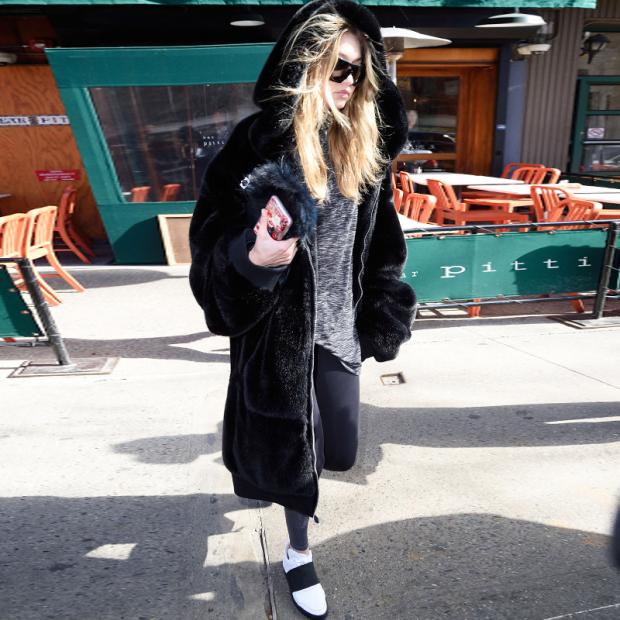 Rabbit Fur Thick Long Hooded Fur Coat