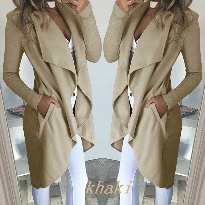 Lapel Slim Mid-length Trench Coat