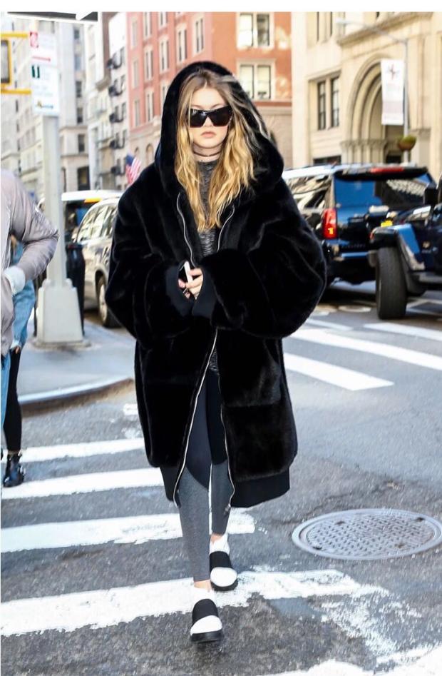 Rabbit Fur Thick Long Hooded Fur Coat