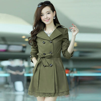Slim-fit double-breasted trench coat coat