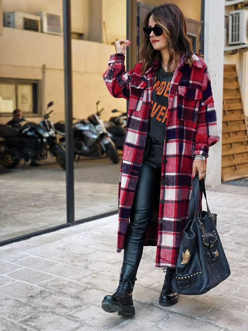 Long trench coat side slit lapel slim fit