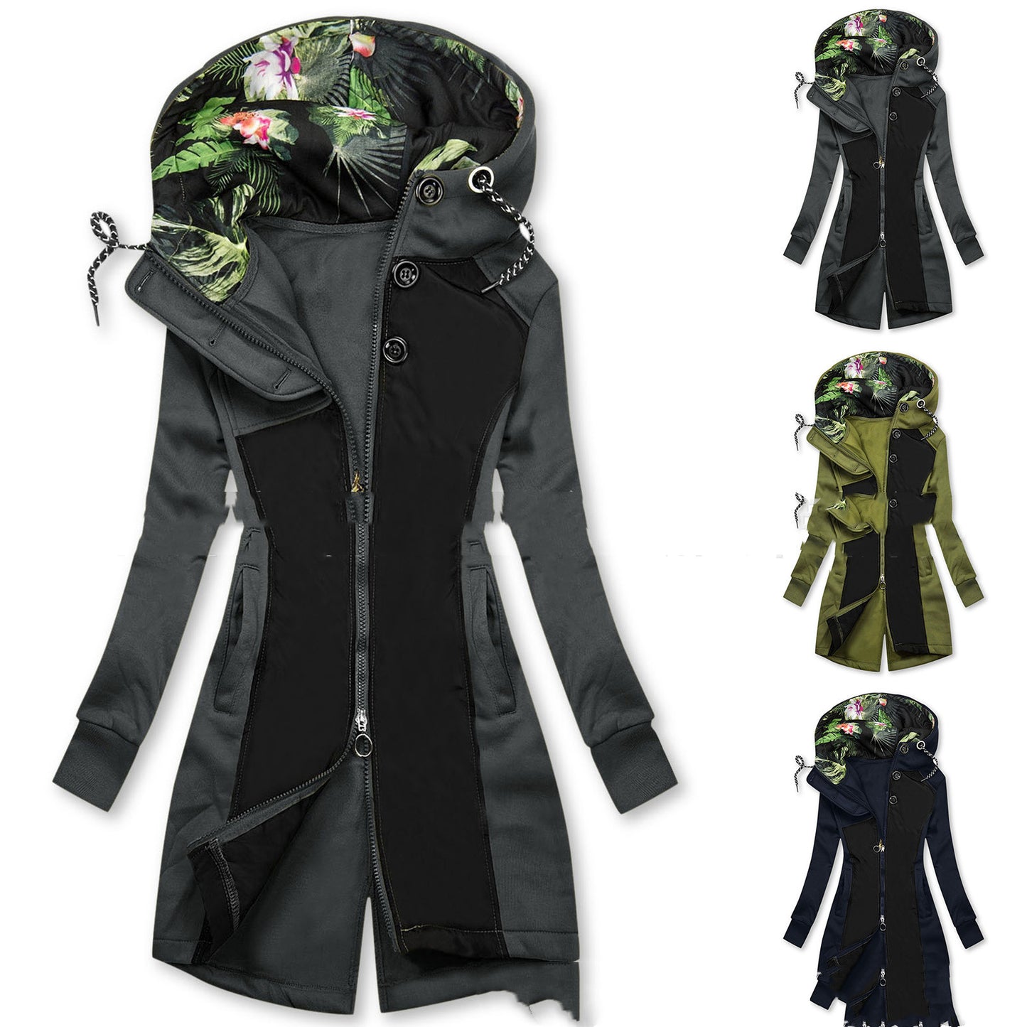 Mid-length Trench Coat With Hood Slim Fit