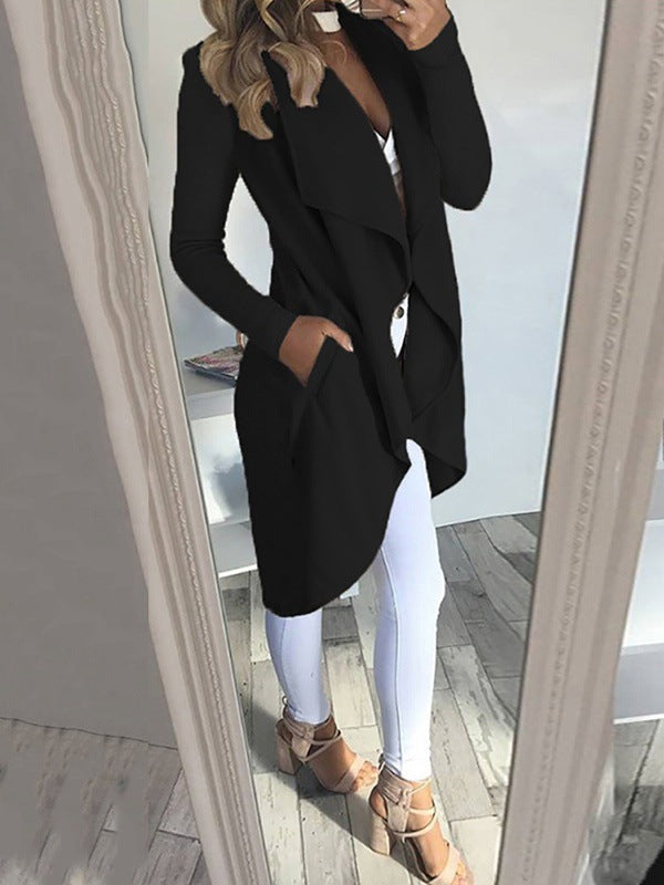 Lapel Slim Mid-length Trench Coat