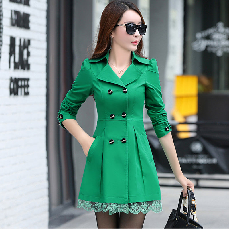 Slim-fit double-breasted trench coat coat