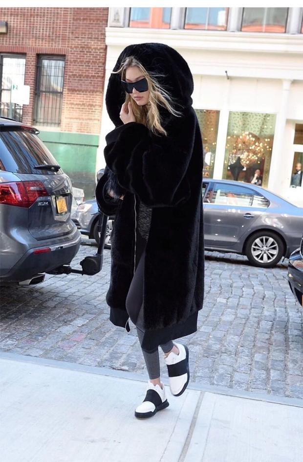 Rabbit Fur Thick Long Hooded Fur Coat