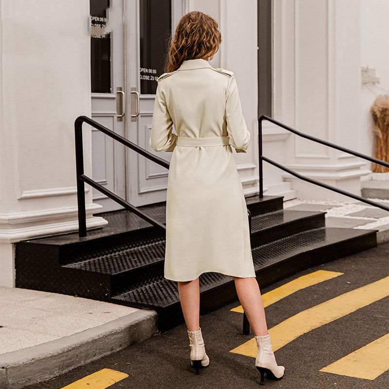 Pleated Skirt With Waistband Slim Fit Trench Coat