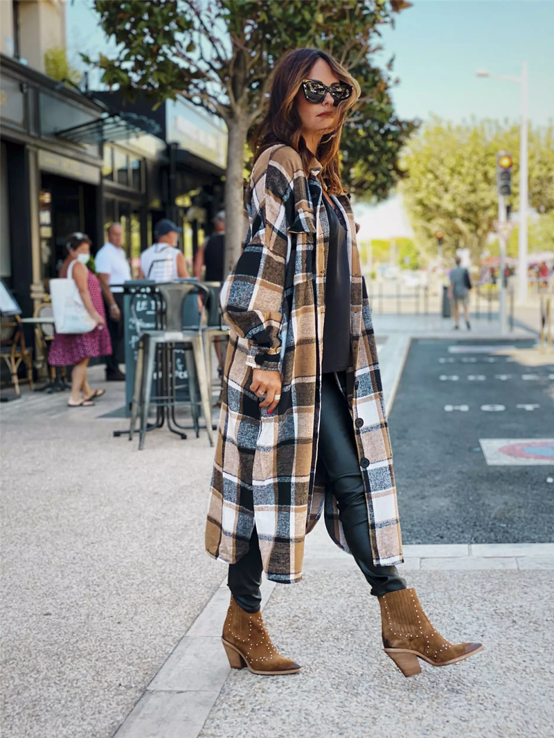 Long trench coat side slit lapel slim fit